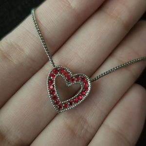 Red Rhinestone Heart Necklace